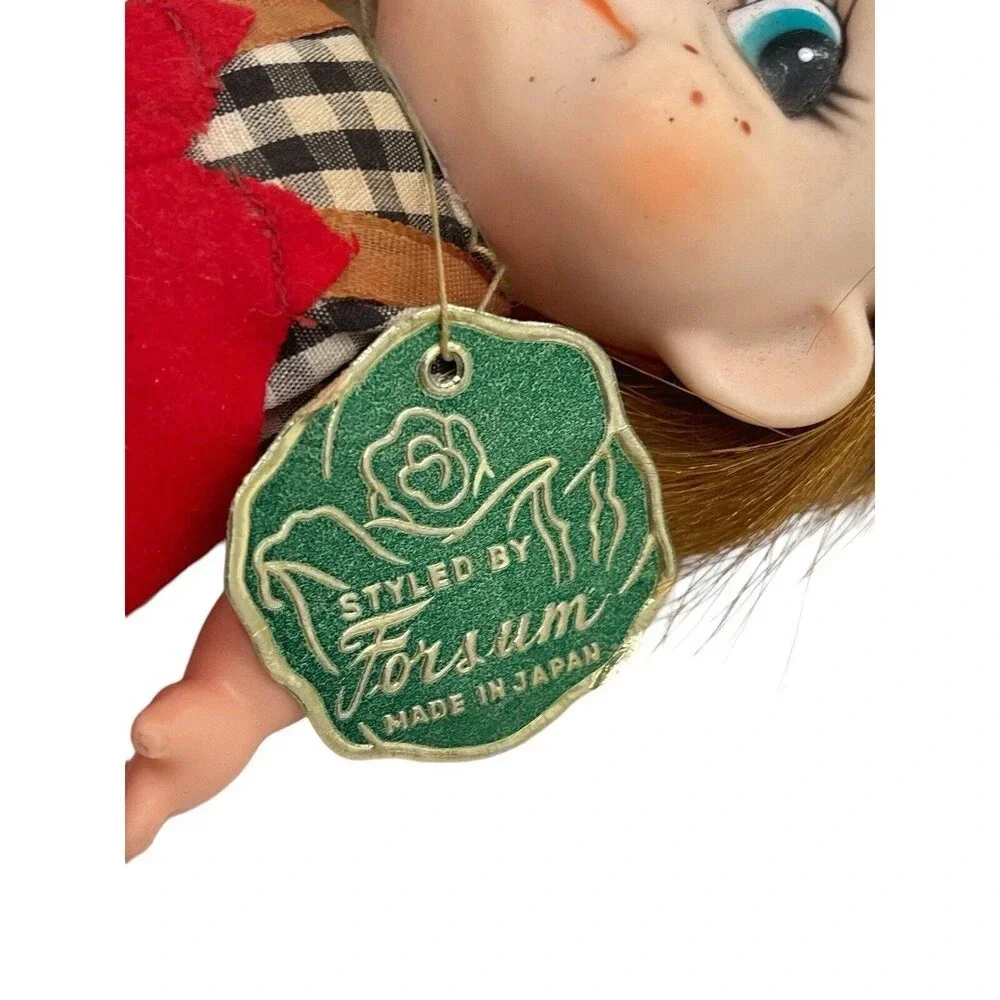Vintage Forsum 6'' Big Eyes Redhead Freckles Rubber Doll Japan 1960s Boy Red Tag